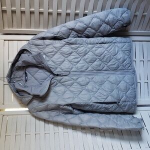 The North Face gray quilted youth girls full zip hoodie jacket size L(14/16)